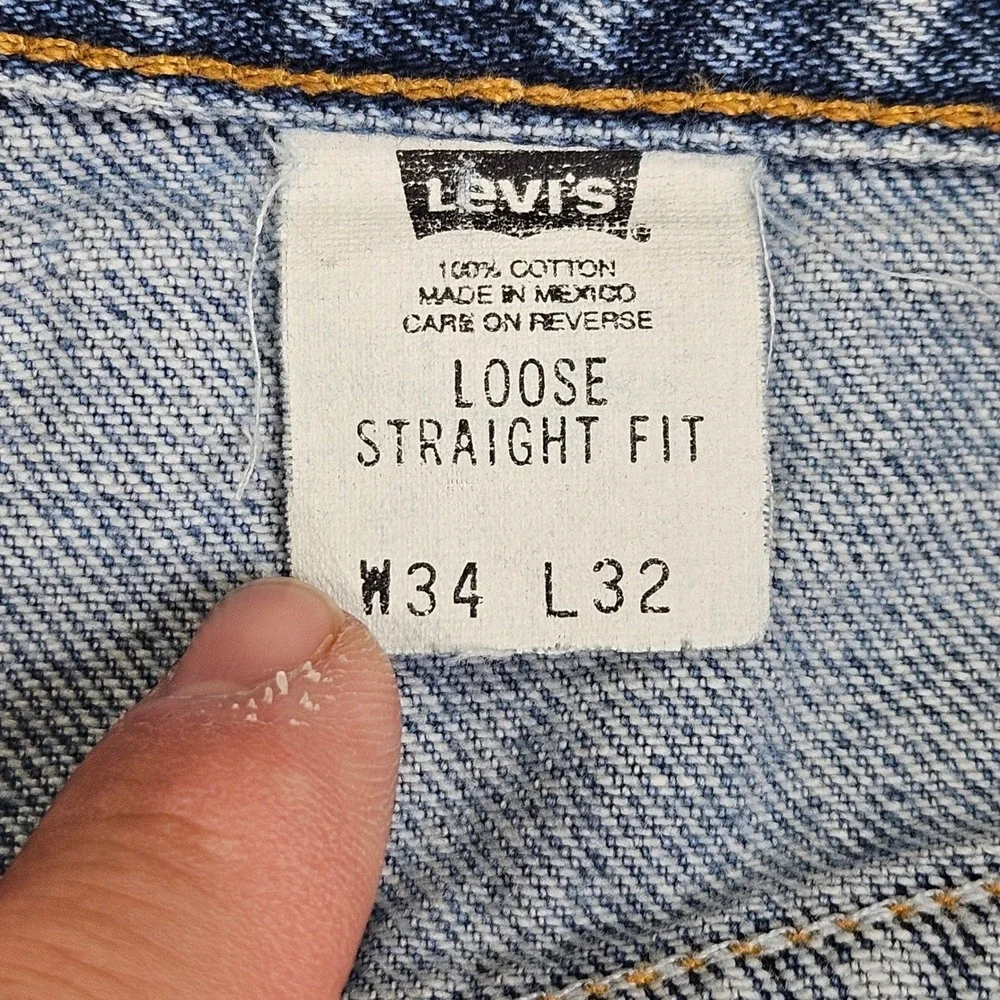 Vintage Levis Y2K Loose Straight Fit Jeans Mens 34x32 Blue Denim Casual Workwear
